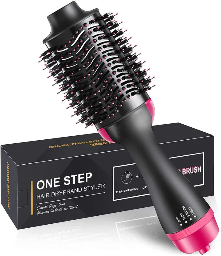 One Step Hair Dryer and Styler – Professional 1200W Hot Air Brush with Heavy-Duty Power Cord & Plug for All Hair Types
