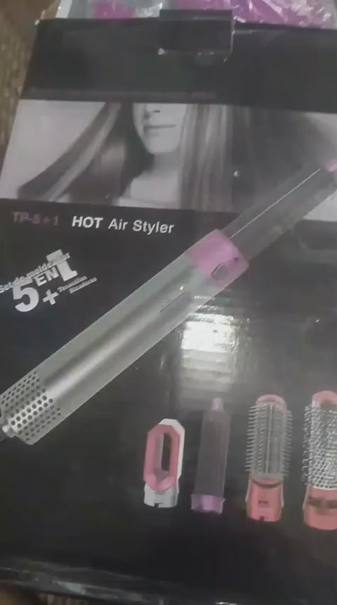 High Quality 5 In 1 Hair Styler Brush | Hair Straightener, Curler, Blow Dryer & Volumizer | Negative Ionic Electric Air Wrap With Detachable Brush