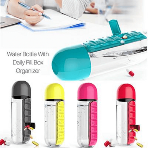 2 In 1 Water Bottle With Built In 7 Day Pill Organizer And Cup Cap Designed For Convenience And Daily Use